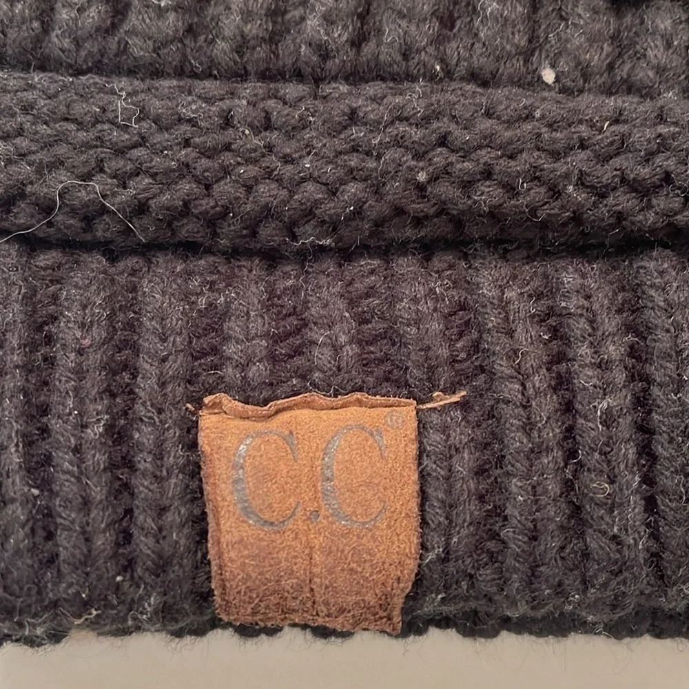 C.C black pom pom hat